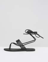 Thumbnail for your product : ASOS FLEW Tie Leg Leather Sandals