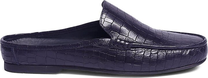 Carlos Santana Croc Embossed Leather Mules