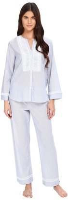 Oscar de la Renta Yarn Dye Stripe Cotton Woven Pajama Women's Pajama Sets