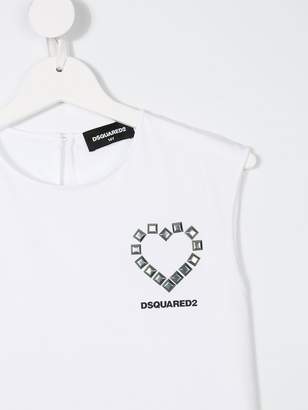 DSQUARED2 Kids studded heart logo tank top