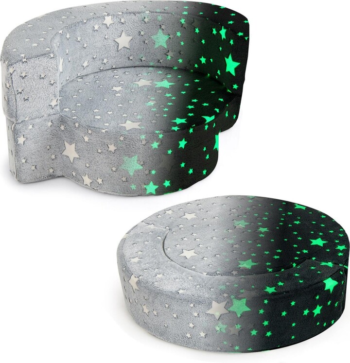 Slickblue Convertible Toddler Sofa Chair with Glow-in-the-Dark Design â" 2-in-1 Kids Seat with Removable Cover