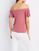 Thumbnail for your product : Charlotte Russe Fluttery Off-The-Shoulder Top