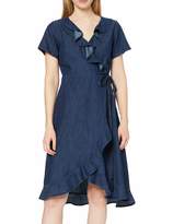 yumi frill wrap denim dress