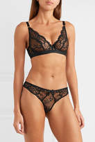 Thumbnail for your product : Agent Provocateur Carmella Leavers Lace And Stretch-mesh Briefs - Black