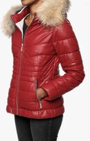 Thumbnail for your product : Oakwood Jam Red Leather Fur Trim Hooded Jacket