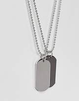 Thumbnail for your product : ASOS DESIGN Layered Dogtag Necklaces In Silver