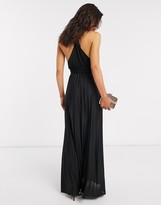 Thumbnail for your product : ASOS DESIGN knot strap pleated maxi dress in black