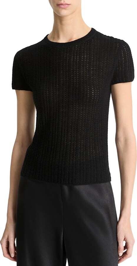 Vince Waffle Knit Short Sleeve Sweater