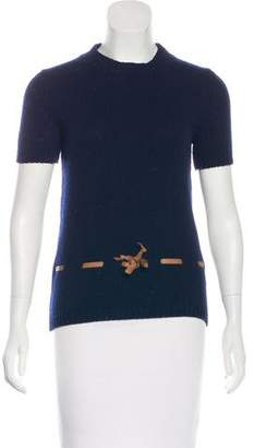 Barneys New York Barney's New York Cashmere Leather-Trimmed Top