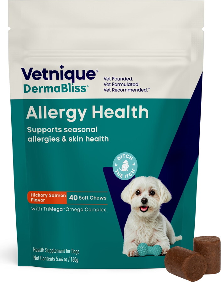 Vetnique Labs Vetnique DermaBliss Allergy & Itch Relief Soft Chews for Dogs, Hickory Salmon, 40ct