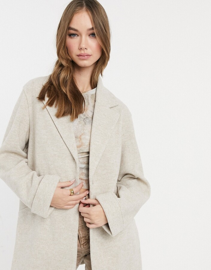 Bershka throw-on coat in ecru - ShopStyle