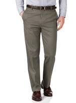 Thumbnail for your product : Charles Tyrwhitt Olive Green Slim Fit Flat Front Non-Iron Cotton Chino Pants Size W40 L32