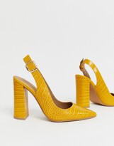 Thumbnail for your product : ASOS DESIGN DESIGN Wide Fit Penley slingback high heels in croc print