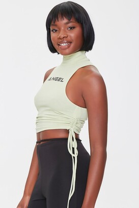 Forever 21 Women's Angel Graphic Crop Top in Lime/Black Small - ShopStyle