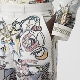 Thumbnail for your product : Burberry Marine Sketch Print Silk Overlay Cotton Shorts
