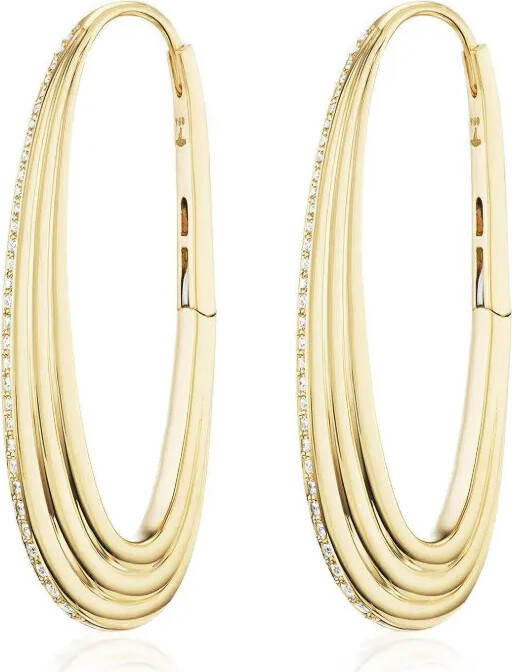 Sorellina diamond Ziggy gold hoop earrings
