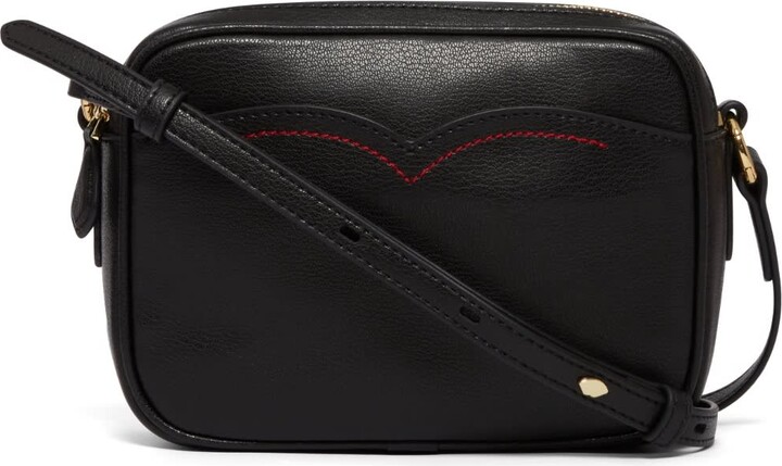 Lulu Guinness Black Leather Reese Crossbody Bag