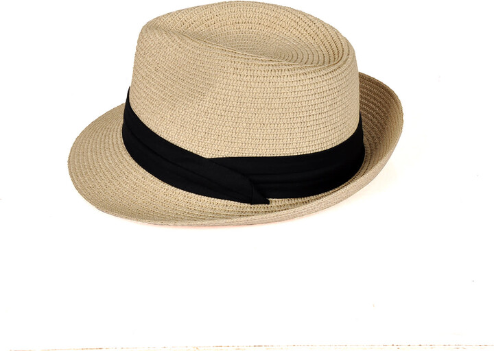 David Wej Neutrals Hugo Trilby Straw Hat - Off White