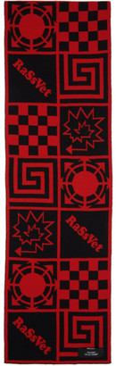Rassvet Red and Black Wool Jacquard Scarf