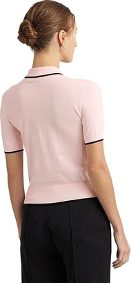 Lauren Ralph Lauren Two-Tone Ruffle-Trim Polo Sweater (Pink