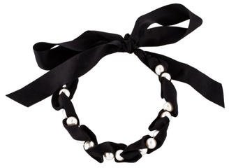 Lanvin Faux Pearl & Silk Ribbon Necklace