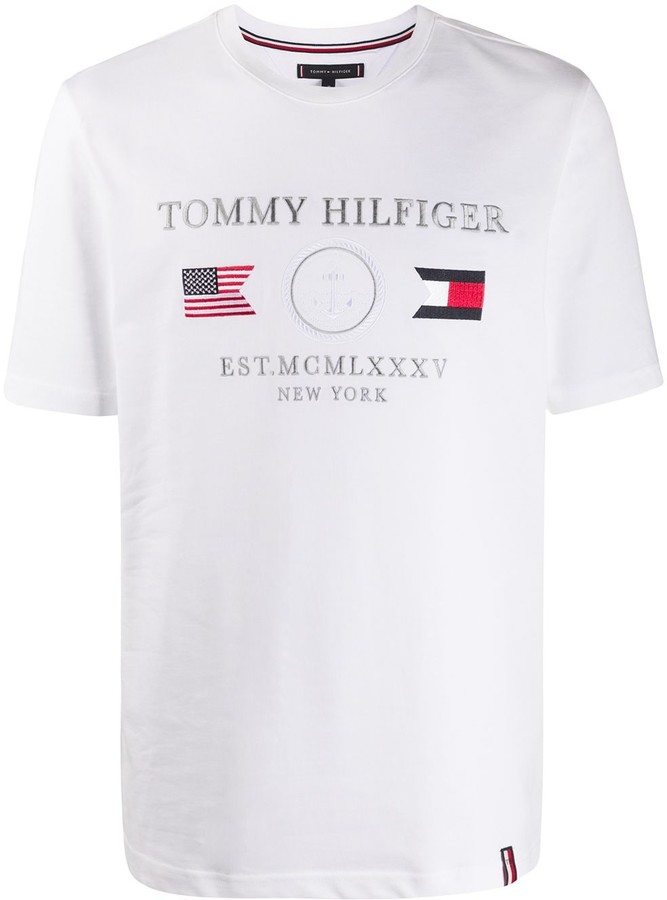 Tommy Hilfiger embroidered flag logo T-shirt - ShopStyle