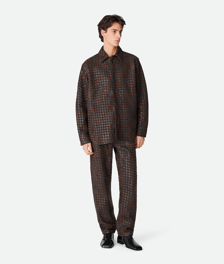 Bottega Veneta Intrecciato Leather And Suede Shirt
