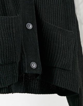 Noisy May cardigan with pocket detail in black