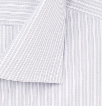 Dunhill Grey Slim-Fit Striped Cotton Shirt