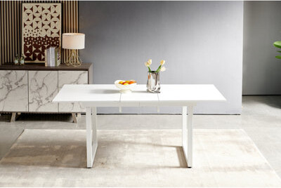 Latitude Run Square Living Room Dining Table With Metal Legs In Antique White 70.57\