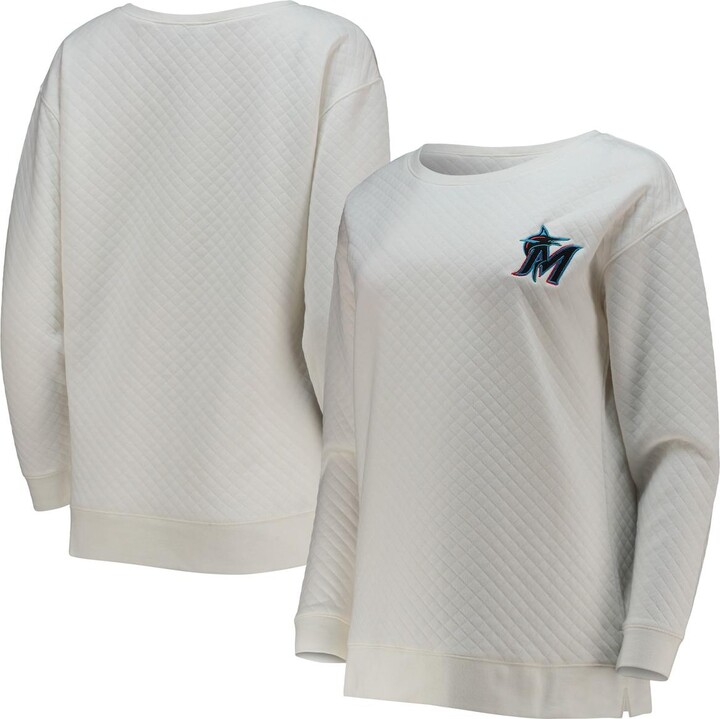 Women\'s Concepts Sport White, Cream Miami Marlins Quilted Pullover  Sweatshirt - White, Cream - ShopStyle