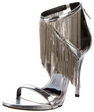 Brian Atwood Patent Leather Fringe Sandals