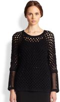 Thumbnail for your product : Yigal Azrouel Open-Knit Mesh-Sleeve Top