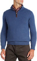 Thumbnail for your product : Isaia Half-Zip Cashmere Sweater with Suede Trim