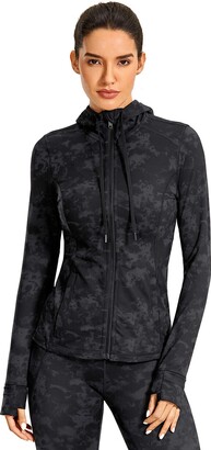 black zip up workout jacket