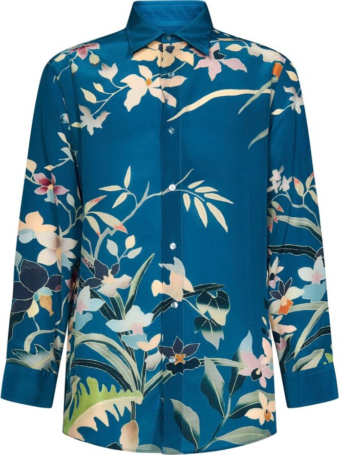 Etro Floral Print Collared Button-Up Shirt
