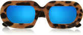 Thumbnail for your product : House of Holland Eggy leopard-print acetate mirrored sunglasses