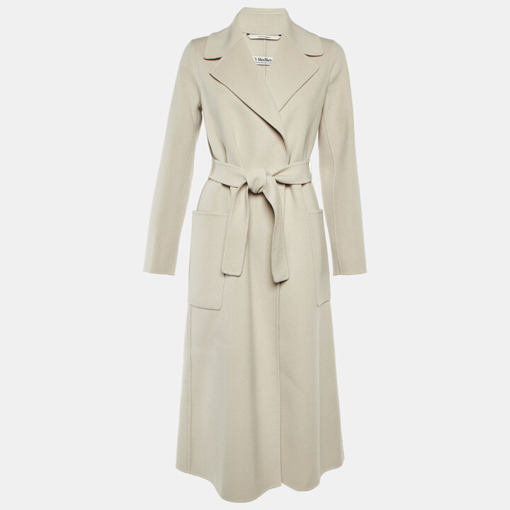S Max Mara S'Max Mara Ecru Wool Belted Long Coat M