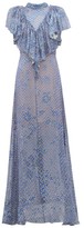 Thumbnail for your product : Preen by Thornton Bregazzi Lyla Graphic-print Ruffled Devore Maxi Dress - Blue