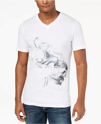 INC International Concepts Men's Smoke Skull Graphic V-Neck T-Shirt, Created for Macy's