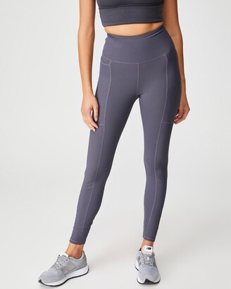 Cotton On Body Active - Women's Grey Tights - Rib Pocket Full Length Tights - Size XS at The Iconic