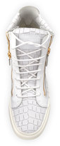 Thumbnail for your product : Giuseppe Zanotti Men's Crocodile-Embossed Leather High-Top Sneaker, White
