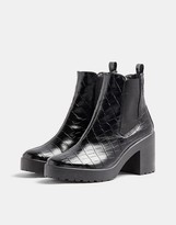 Thumbnail for your product : Topshop patent chelsea boots in black