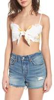 Thumbnail for your product : For Love & Lemons Lemonade Tie Front Crop Top