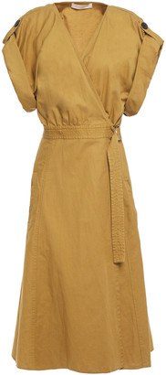 Vanessa Bruno Iron Cotton, Linen And Tencel-blend Wrap Dress