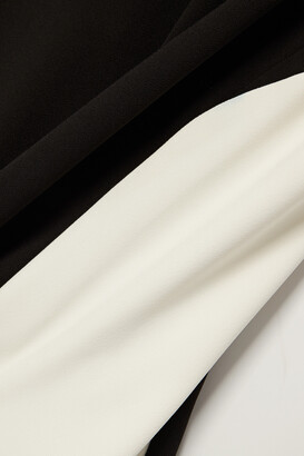 De La Vali Evita One-shoulder Two-tone Crepe Gown - Black
