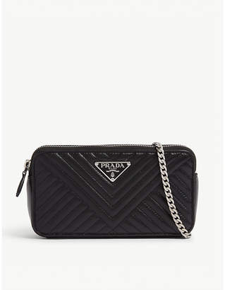 Prada Womens Black Quilted Leather Wallet-On-Chain Wallet