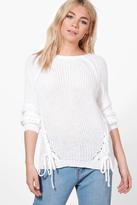 Thumbnail for your product : boohoo Karina Lace Up Detail Jumper