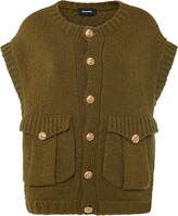 Buttoned wool knit cardigan vest 