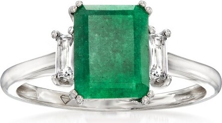 Ross-Simons Ross-Simons2.00CaratEmeraldRingWith.30ct.t.w.WhiteTopazinSterlingSilverSize9